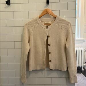 Sezane Cream Button-Up Cardigan